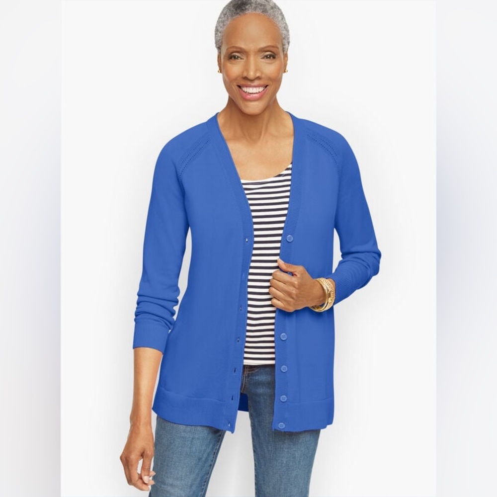 Talbots Royal Blue Button-Front Cardigan